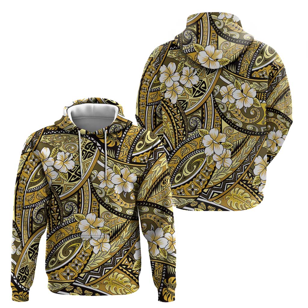 Polynesian Hibiscus Tropical Yellow Floral Zip Hoodie Tribal Pattern LT01 - Polynesian Pride