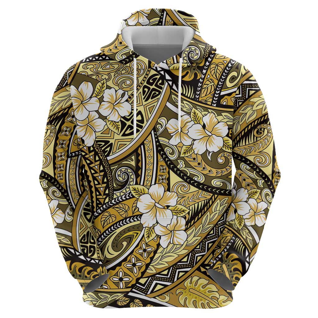 Polynesian Hibiscus Tropical Yellow Floral Zip Hoodie Tribal Pattern LT01 - Polynesian Pride
