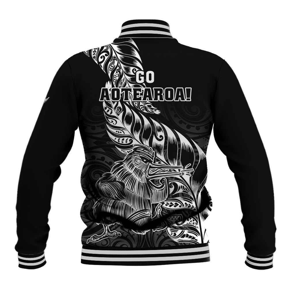 New Zealand Silver Fern Rugby Baseball Jacket Aotearoa Kiwi Maori Black Version LT01 - Polynesian Pride