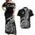 New Zealand Silver Fern Rugby Couples Matching Off Shoulder Maxi Dress and Hawaiian Shirt Aotearoa Kiwi Maori Black Version LT01 Black - Polynesian Pride