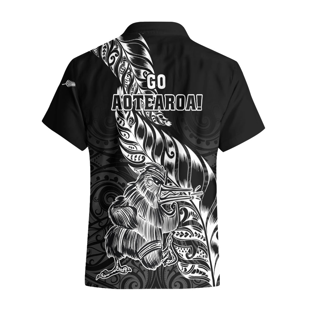 New Zealand Silver Fern Rugby Hawaiian Shirt Aotearoa Kiwi Maori Black Version LT01 - Polynesian Pride