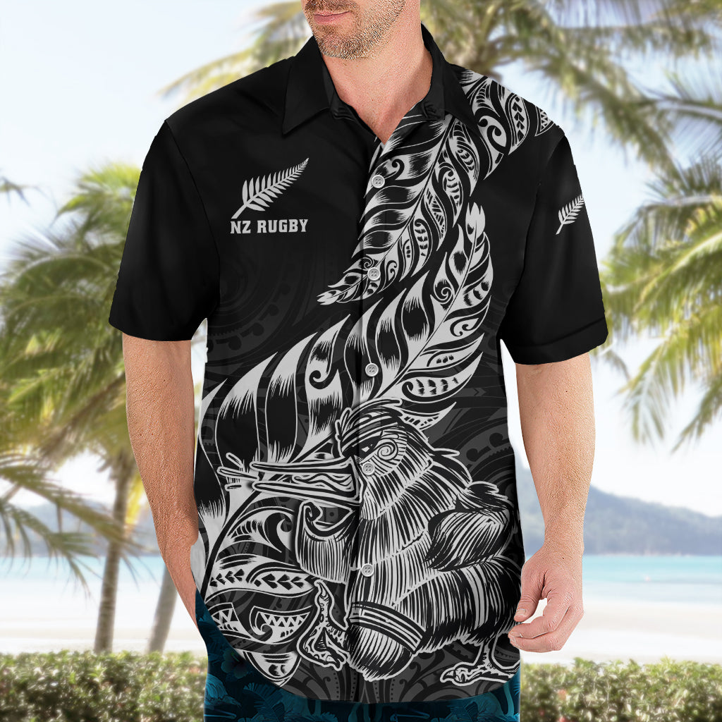 New Zealand Silver Fern Rugby Hawaiian Shirt Aotearoa Kiwi Maori Black Version LT01 - Polynesian Pride