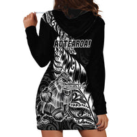 New Zealand Silver Fern Rugby Hoodie Dress Aotearoa Kiwi Maori Black Version LT01 - Polynesian Pride