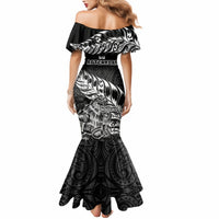 New Zealand Silver Fern Rugby Mermaid Dress Aotearoa Kiwi Maori Black Version LT01 - Polynesian Pride