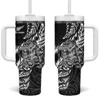 New Zealand Silver Fern Rugby Tumbler With Handle Aotearoa Kiwi Maori Black Version