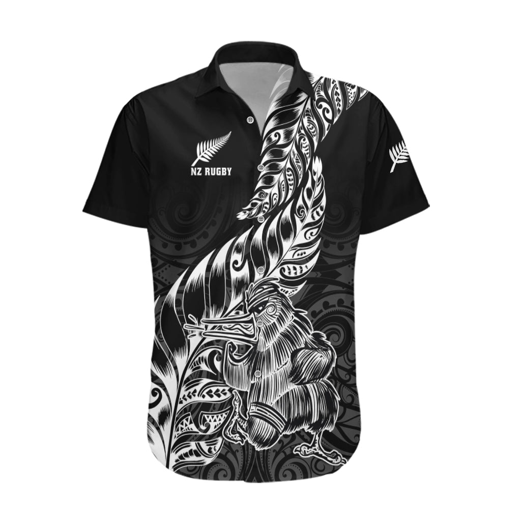Custom New Zealand Silver Fern Rugby Hawaiian Shirt Aotearoa Kiwi Maori Black Version LT01 Black - Polynesian Pride
