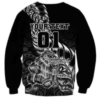 Custom New Zealand Silver Fern Rugby Sweatshirt Aotearoa Kiwi Maori Black Version LT01 - Polynesian Pride