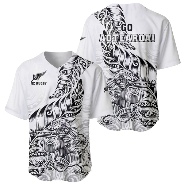 New Zealand Silver Fern Rugby Baseball Jersey All Black Turquoise NZ Maori Pattern LT13 main image 1