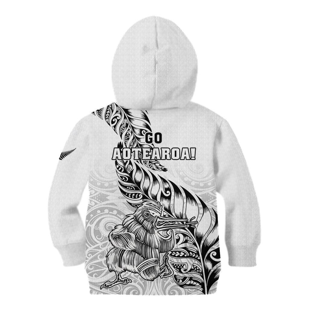 New Zealand Silver Fern Rugby Kid Hoodie Aotearoa Kiwi Maori White Version LT01 - Polynesian Pride