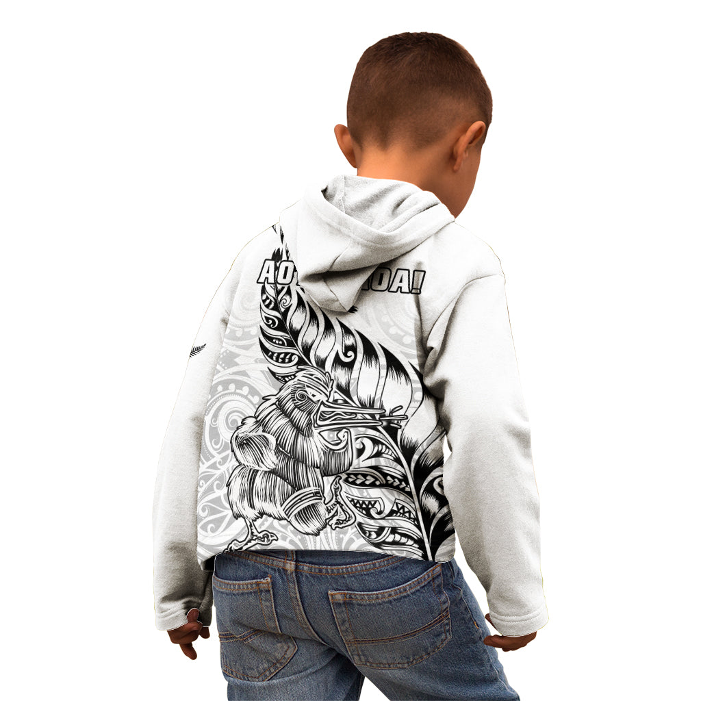 New Zealand Silver Fern Rugby Kid Hoodie Aotearoa Kiwi Maori White Version LT01 - Polynesian Pride