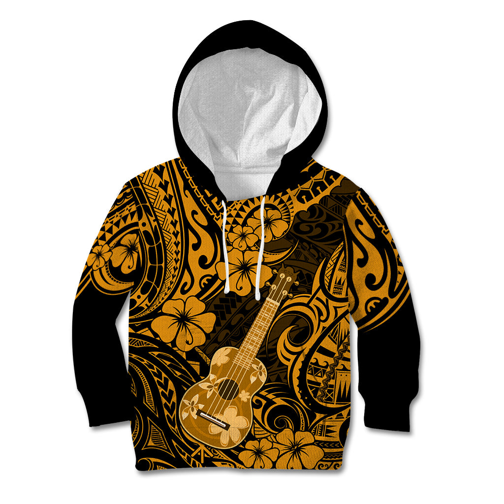 Hawaii Ukulele Kid Hoodie Polynesian Pattern Gold Version LT01 Gold - Polynesian Pride