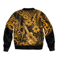 Hawaii Ukulele Sleeve Zip Bomber Jacket Polynesian Pattern Gold Version LT01 - Polynesian Pride