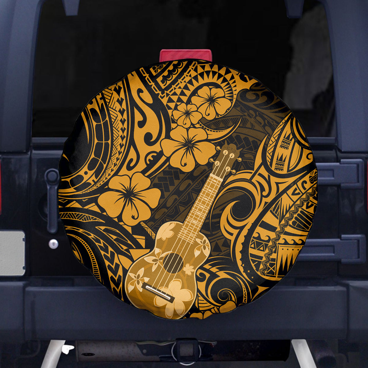 Hawaii Ukulele Spare Tire Cover Polynesian Pattern Gold Version LT01 - Polynesian Pride