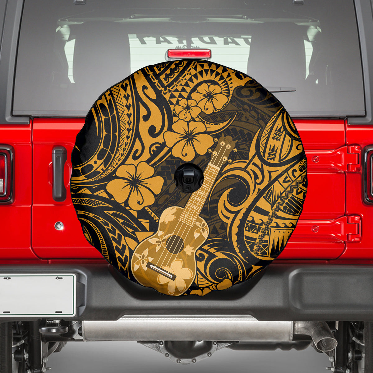 Hawaii Ukulele Spare Tire Cover Polynesian Pattern Gold Version LT01 - Polynesian Pride