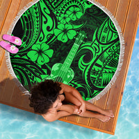 Hawaii Ukulele Beach Blanket Polynesian Pattern Green Version LT01 - Wonder Print Shop