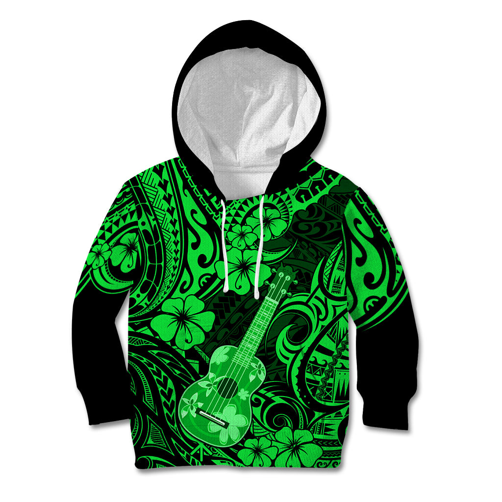 Hawaii Ukulele Kid Hoodie Polynesian Pattern Green Version LT01 Green - Polynesian Pride
