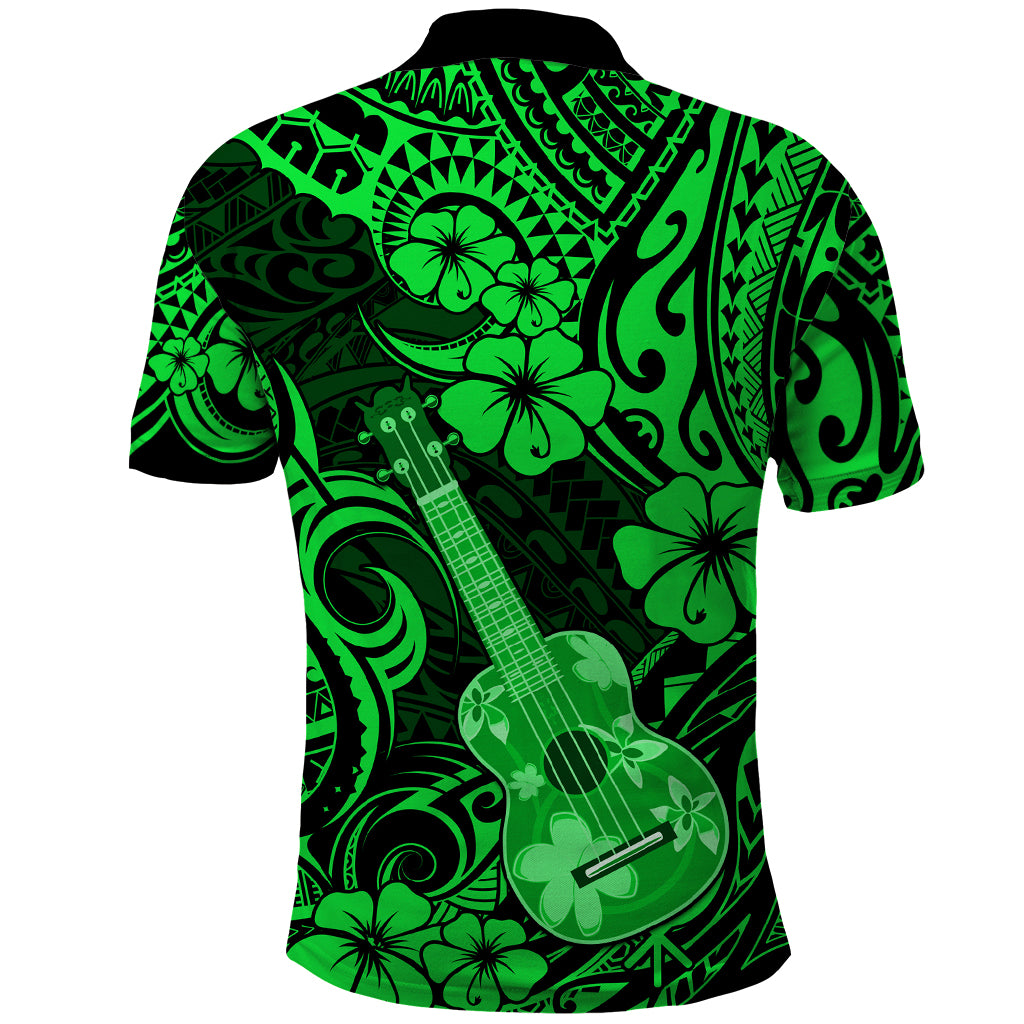 Hawaii Ukulele Polo Shirt Polynesian Pattern Green Version LT01 - Polynesian Pride
