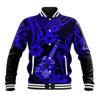 Hawaii Ukulele Baseball Jacket Polynesian Pattern Navy Blue Version LT01 Unisex Blue - Polynesian Pride