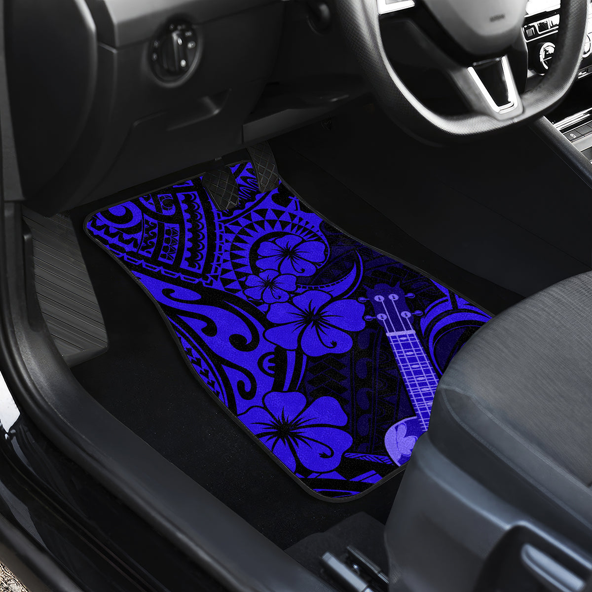Hawaii Ukulele Car Mats Polynesian Pattern Navy Blue Version LT01 - Polynesian Pride