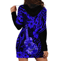 Hawaii Ukulele Hoodie Dress Polynesian Pattern Navy Blue Version LT01 - Polynesian Pride