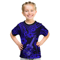 Hawaii Ukulele Kid T Shirt Polynesian Pattern Navy Blue Version LT01 Blue - Polynesian Pride