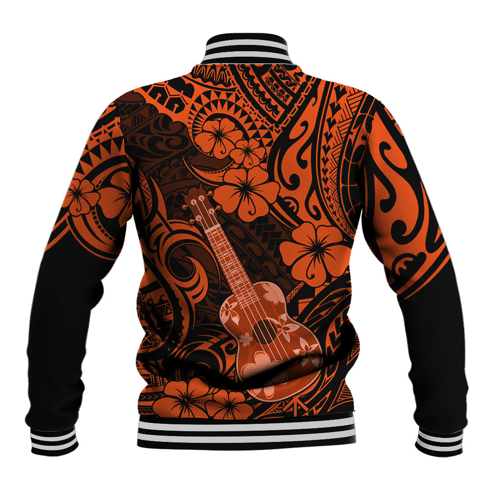 Hawaii Ukulele Baseball Jacket Polynesian Pattern Orange Version LT01 - Polynesian Pride