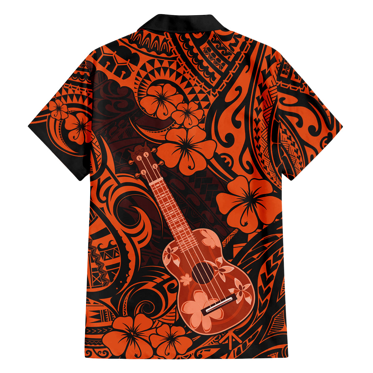 Hawaii Ukulele Family Matching Off Shoulder Maxi Dress and Hawaiian Shirt Polynesian Pattern Orange Version LT01 - Polynesian Pride