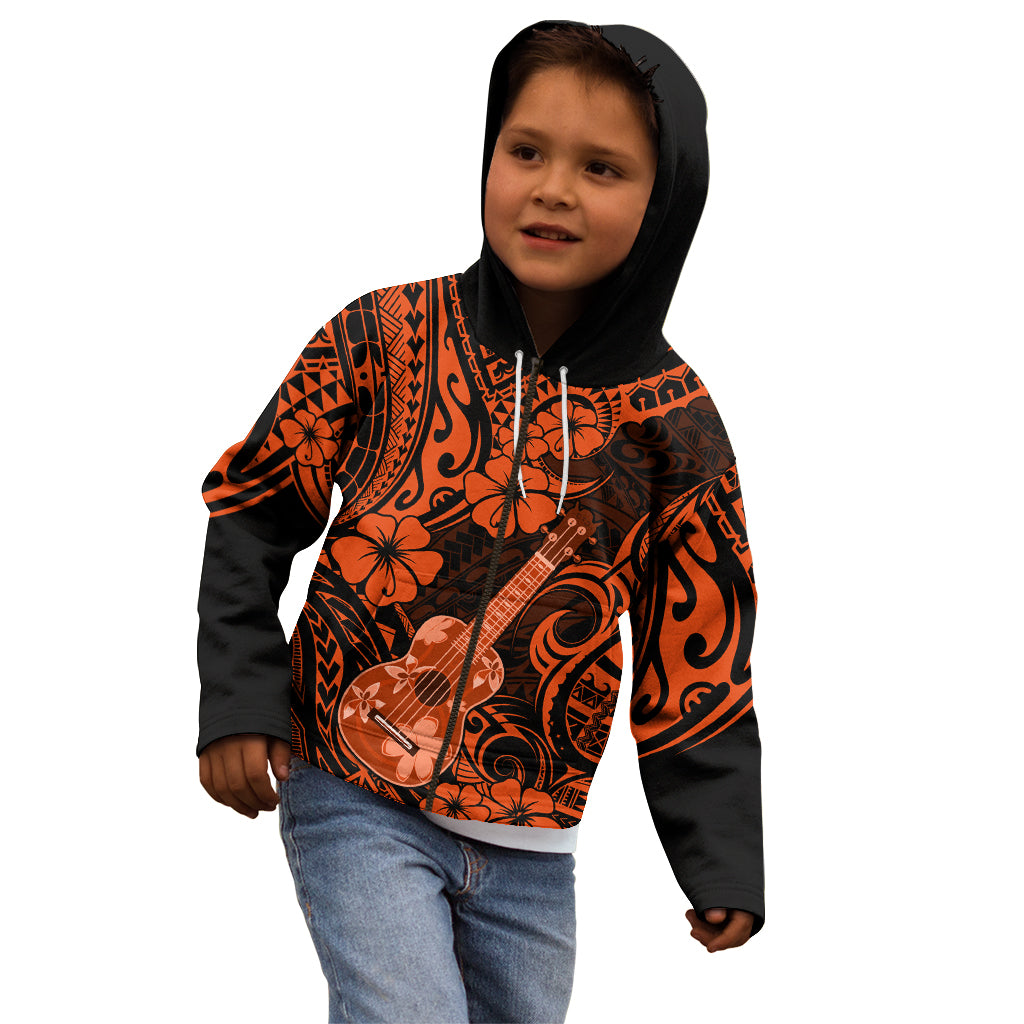 Hawaii Ukulele Kid Hoodie Polynesian Pattern Orange Version LT01 - Polynesian Pride