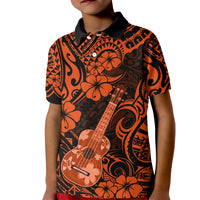 Hawaii Ukulele Kid Polo Shirt Polynesian Pattern Orange Version LT01 Kid Orange - Polynesian Pride