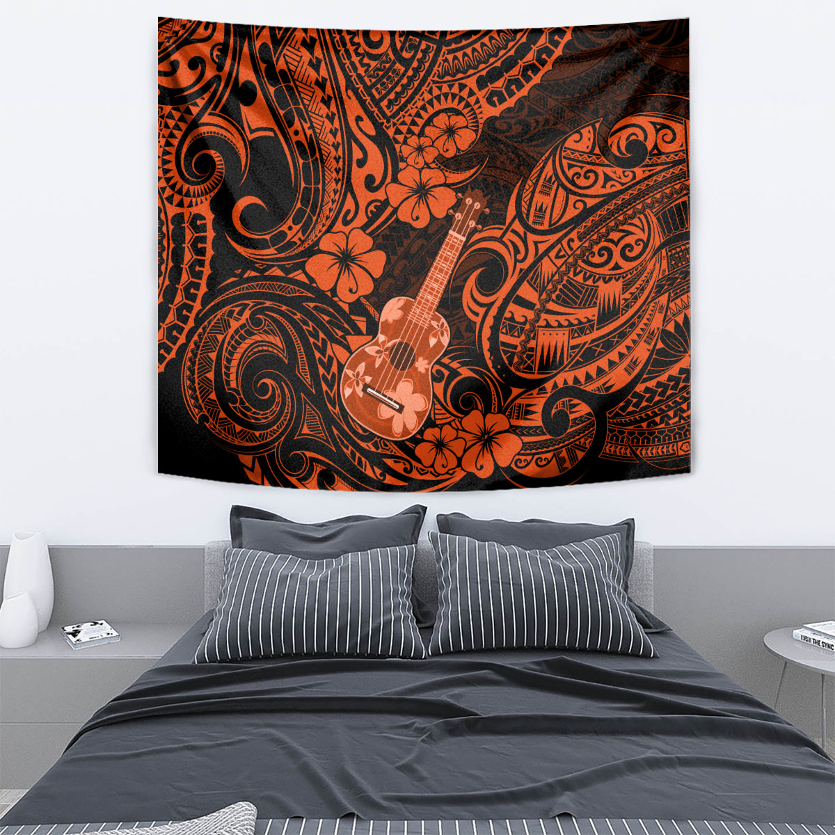 Hawaii Ukulele Tapestry Polynesian Pattern Orange Version LT01 - Polynesian Pride