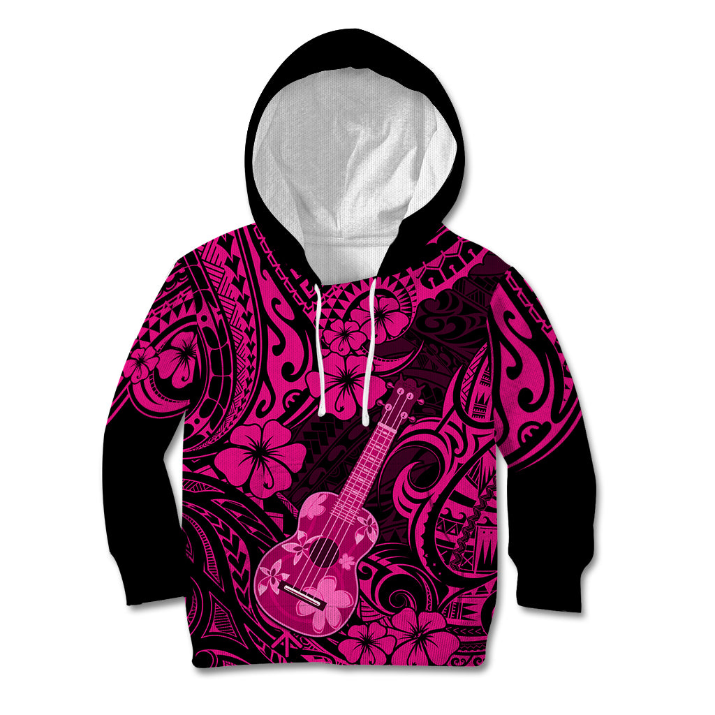 Hawaii Ukulele Kid Hoodie Polynesian Pattern Pink Version LT01 Pink - Polynesian Pride