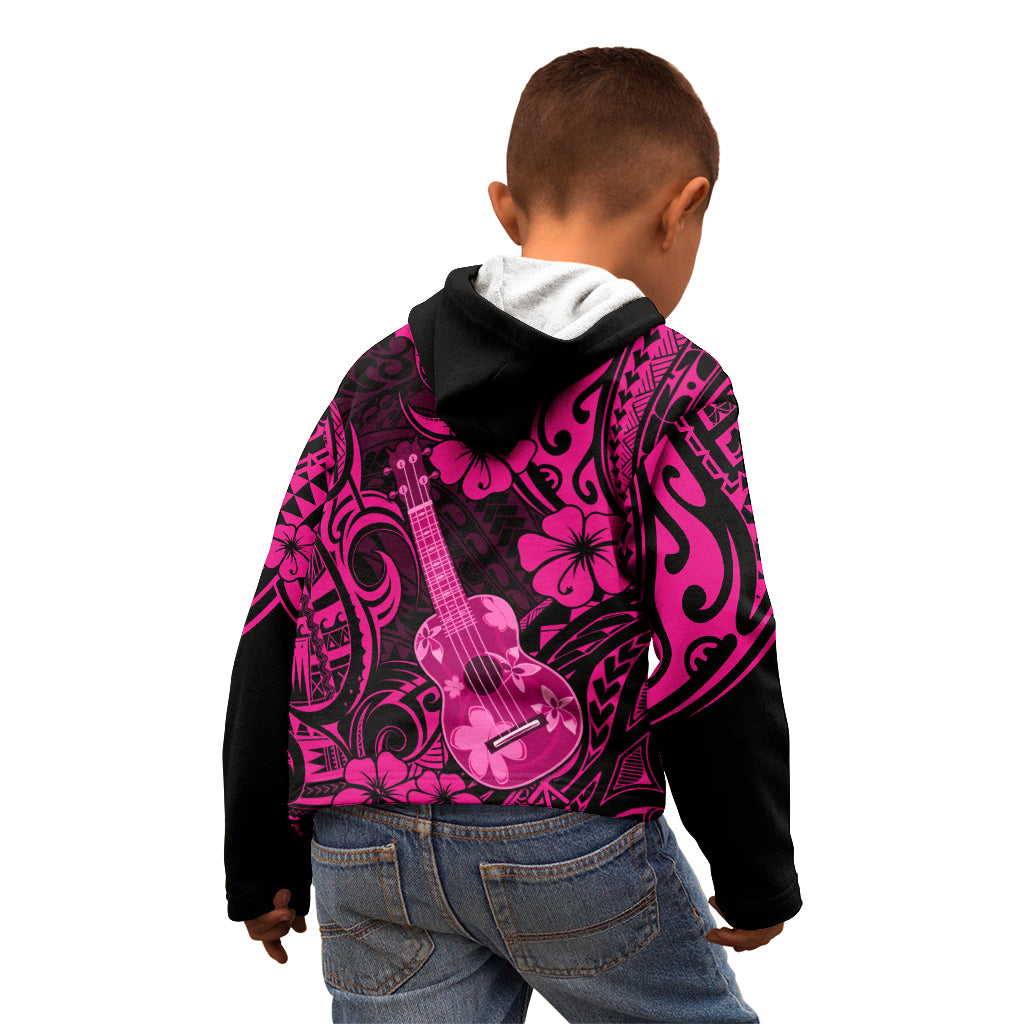 Hawaii Ukulele Kid Hoodie Polynesian Pattern Pink Version LT01 - Polynesian Pride