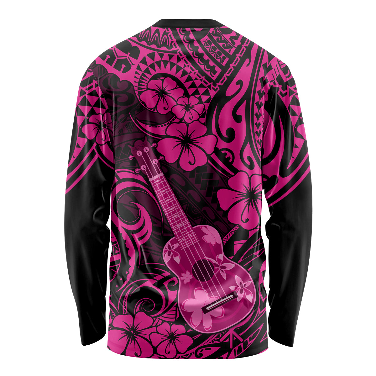 Hawaii Ukulele Long Sleeve Shirt Polynesian Pattern Pink Version LT01 - Polynesian Pride