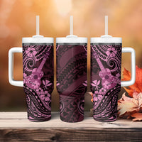 Hawaii Ukulele Tumbler With Handle Polynesian Pattern Pink Version