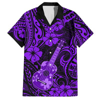 Hawaii Ukulele Family Matching Summer Maxi Dress and Hawaiian Shirt Polynesian Pattern Purple Version LT01 Dad's Shirt - Short Sleeve Purple - Polynesian Pride
