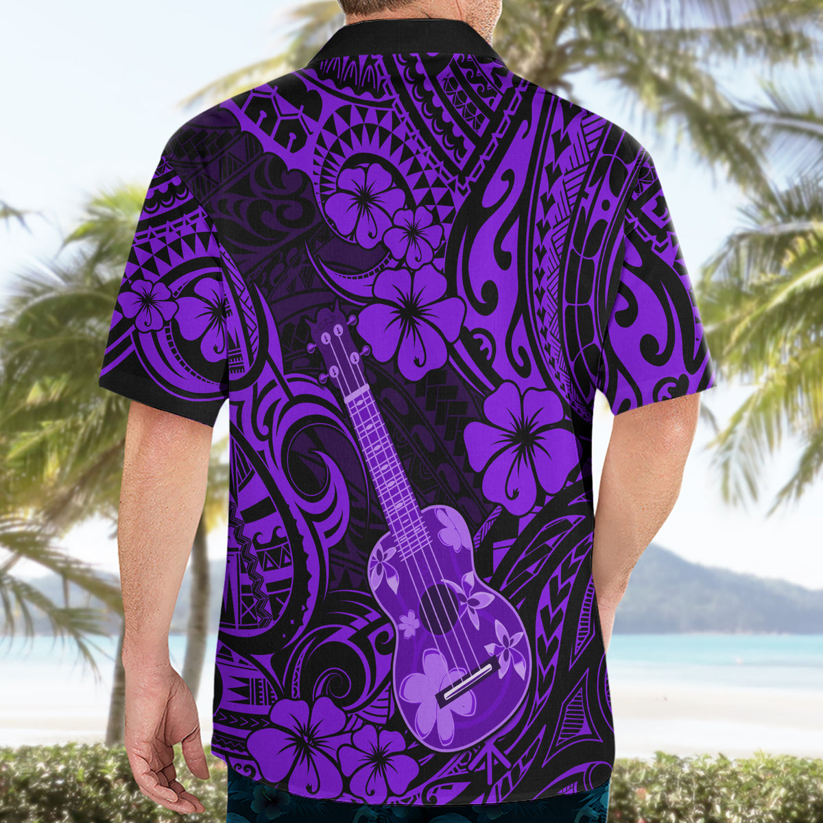 Hawaii Ukulele Hawaiian Shirt Polynesian Pattern Purple Version LT01 - Polynesian Pride