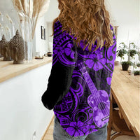 Hawaii Ukulele Women Casual Shirt Polynesian Pattern Purple Version LT01 - Polynesian Pride