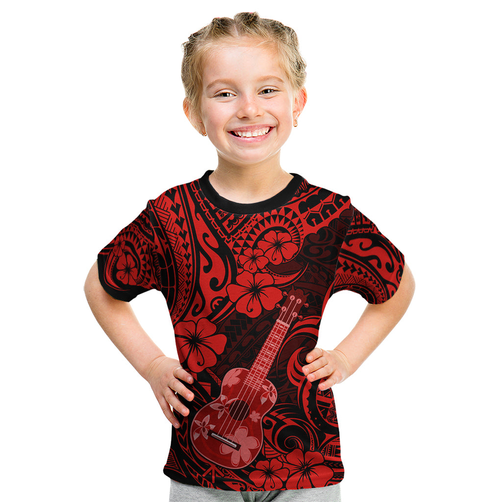 Hawaii Ukulele Kid T Shirt Polynesian Pattern Red Version LT01 Red - Polynesian Pride