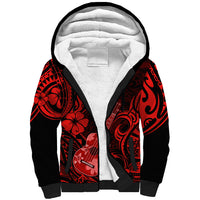 Hawaii Ukulele Sherpa Hoodie Polynesian Pattern Red Version LT01 Unisex Red - Polynesian Pride