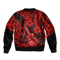Hawaii Ukulele Sleeve Zip Bomber Jacket Polynesian Pattern Red Version LT01 - Polynesian Pride