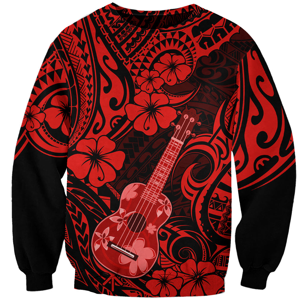 Hawaii Ukulele Sweatshirt Polynesian Pattern Red Version LT01 Unisex Red - Polynesian Pride