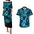 Hawaii Ukulele Couples Matching Puletasi Dress and Hawaiian Shirt Polynesian Pattern Sky Blue Version LT01 Blue - Polynesian Pride