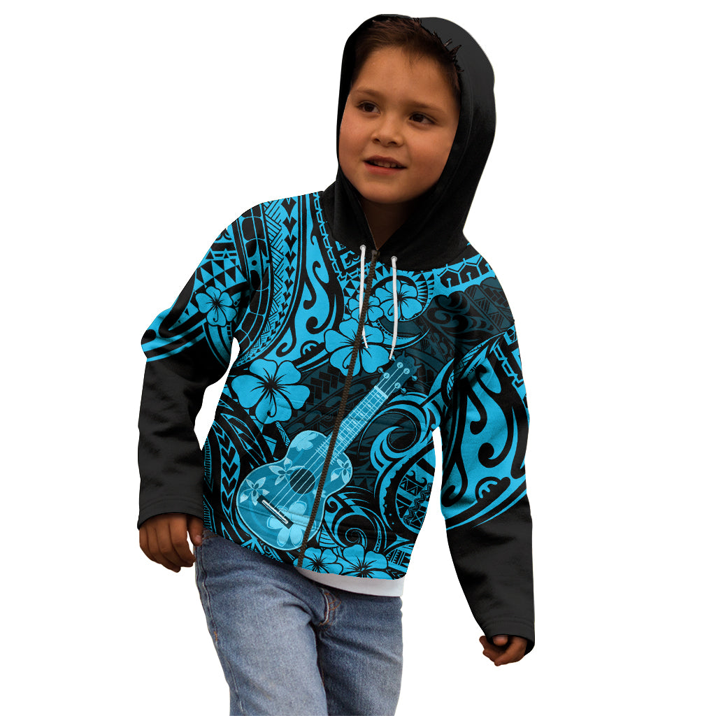 Hawaii Ukulele Kid Hoodie Polynesian Pattern Sky Blue Version LT01 - Polynesian Pride