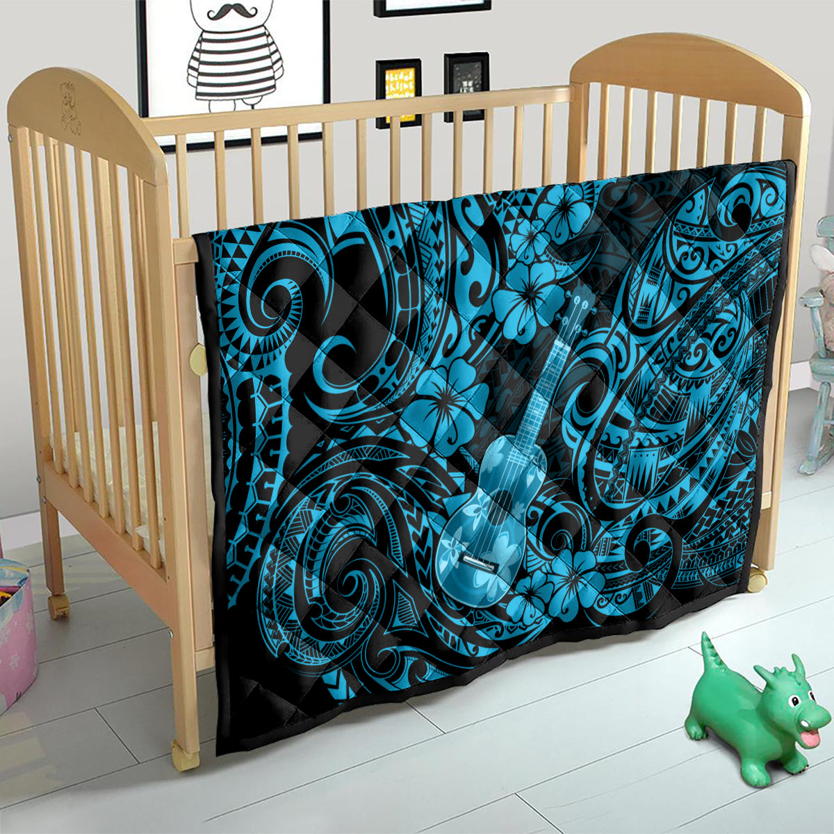 Hawaii Ukulele Quilt Polynesian Pattern Sky Blue Version LT01 - Polynesian Pride