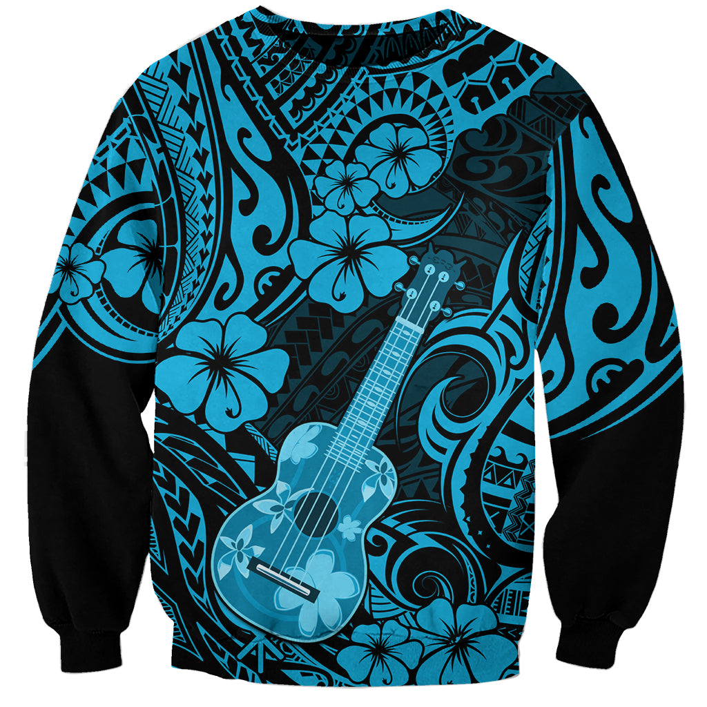 Hawaii Ukulele Sweatshirt Polynesian Pattern Sky Blue Version LT01 Unisex Blue - Polynesian Pride