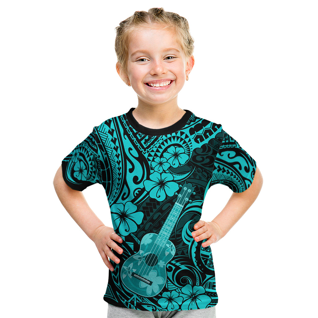 Hawaii Ukulele Kid T Shirt Polynesian Pattern Turquoise Version LT01 Turquoise - Polynesian Pride