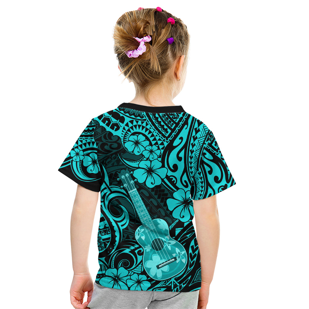 Hawaii Ukulele Kid T Shirt Polynesian Pattern Turquoise Version LT01 - Polynesian Pride