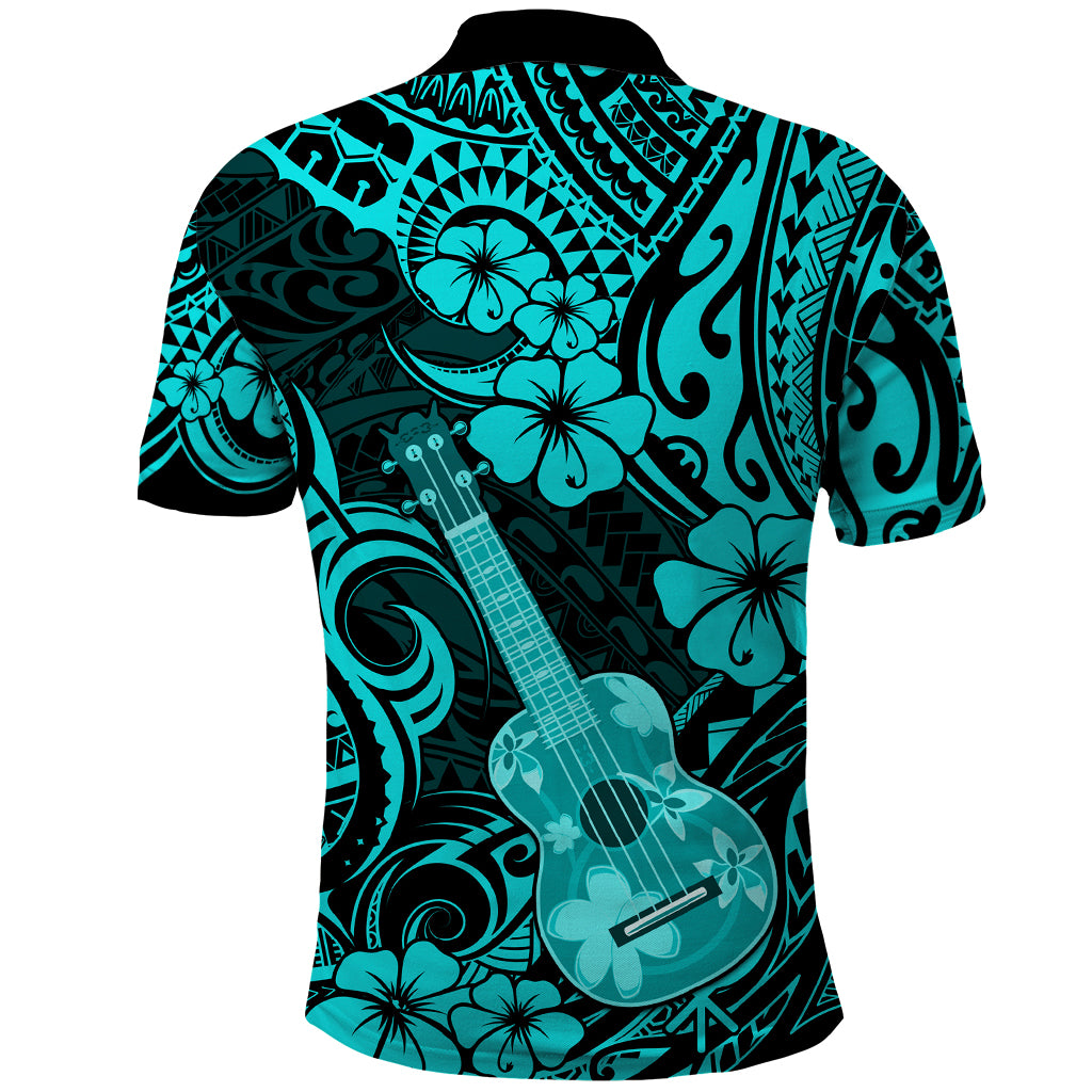 Hawaii Ukulele Polo Shirt Polynesian Pattern Turquoise Version LT01 - Polynesian Pride