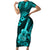 Hawaii Ukulele Short Sleeve Bodycon Dress Polynesian Pattern Turquoise Version LT01 Long Dress Turquoise - Polynesian Pride