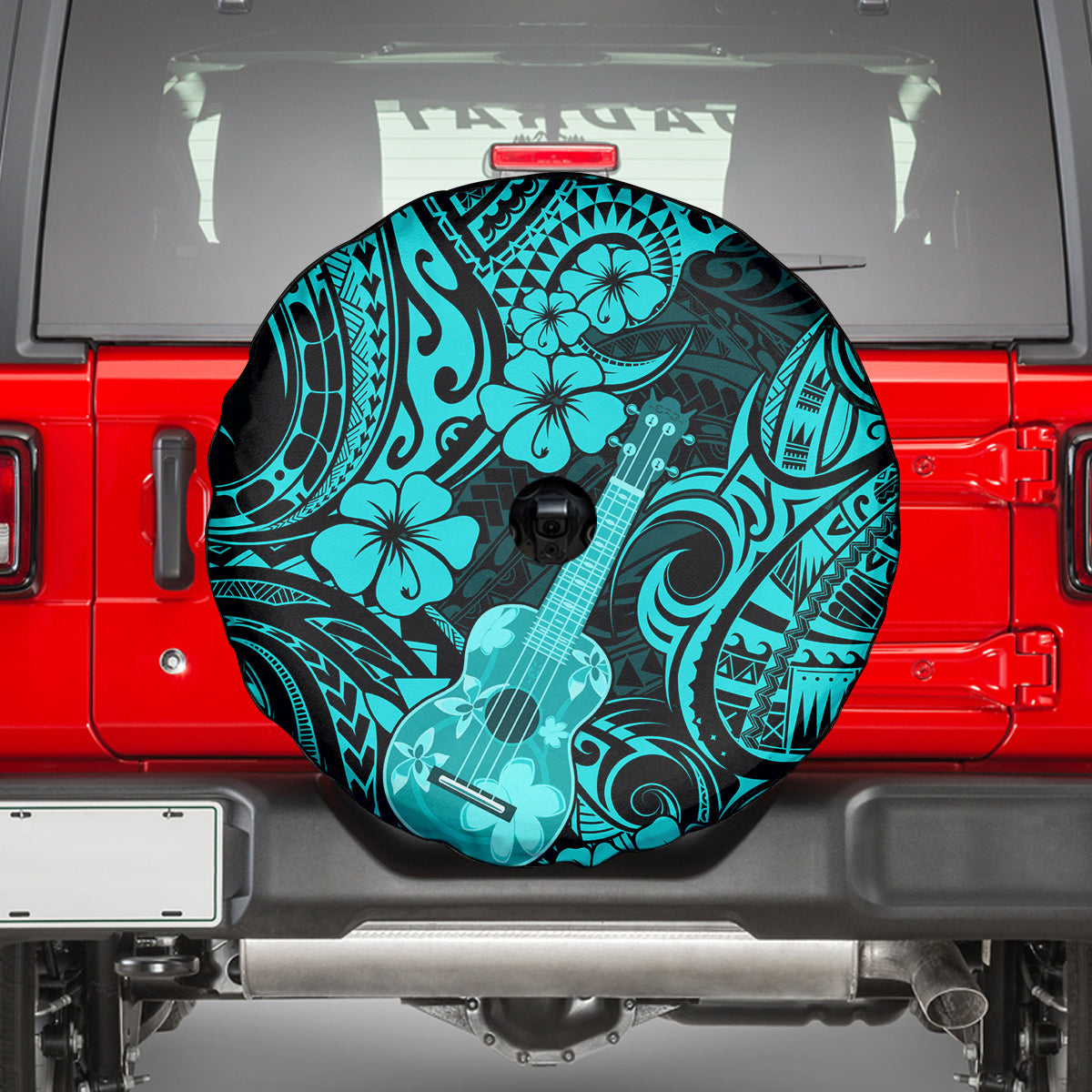Hawaii Ukulele Spare Tire Cover Polynesian Pattern Turquoise Version LT01 - Polynesian Pride